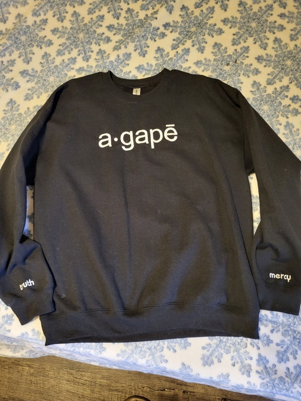 Gildan Black Crewneck Sweatshirt with White a·gapē Logo
